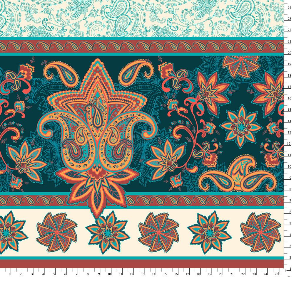 Ткань для пэчворка Peppy Сказочный восток, рулон 112 см / 5 метров, СВ-01 Панель белый, Peppy