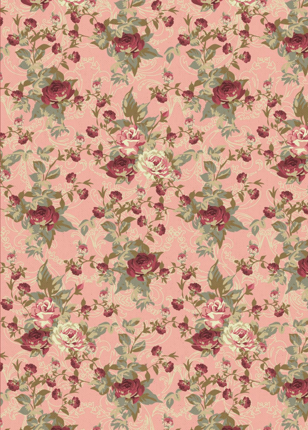 Ткань для пэчворка Peppy Викторианские розы, отрез 50х55 см, 146 г/м², ВР-16 розовый, Peppy