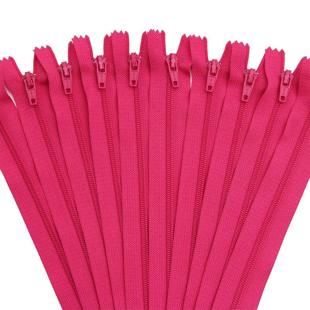 Молния спираль (витая) брючная Т3 (3 мм) 1 зам., н/раз., 20 см, автомат, фукс, 30111, 10 шт