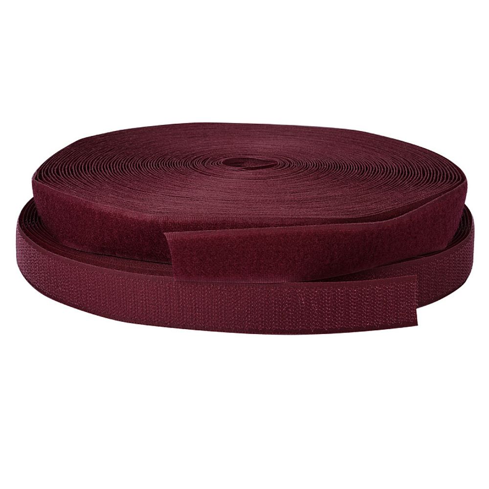 Лента контактная липучка (велкро) пришивная 50 мм / 25 метров, F179 т.бордо, /пара/, кач."B" /TOS/