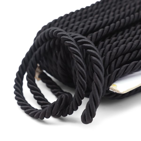 Шнур витой ⌀9.0 мм / 25 метров, вискоза, 103/30 черный