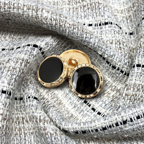 Пуговицы на ножке металлические 24L=15мм, С-MP33 цв.золото/черный, 5 шт