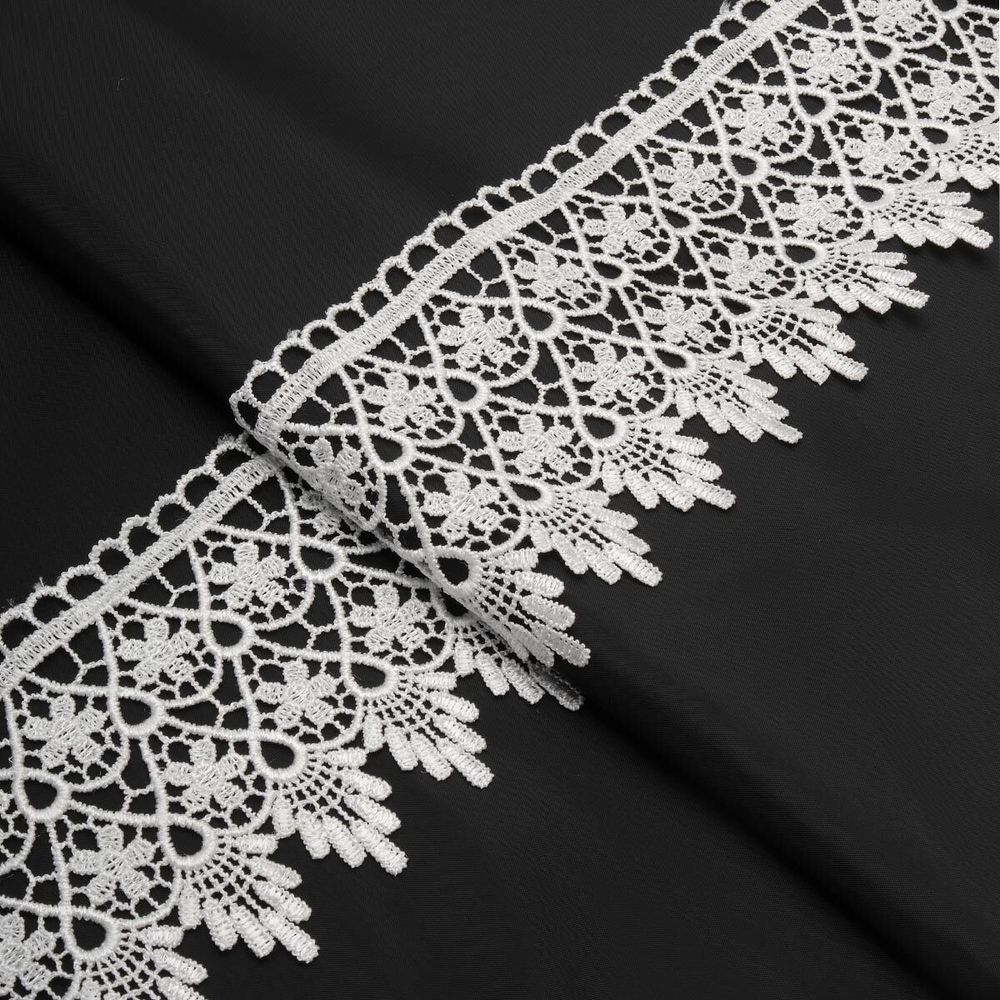 Кружево гипюр (плетёное) 90 мм / 13.7 метров, белый, 3AR1304