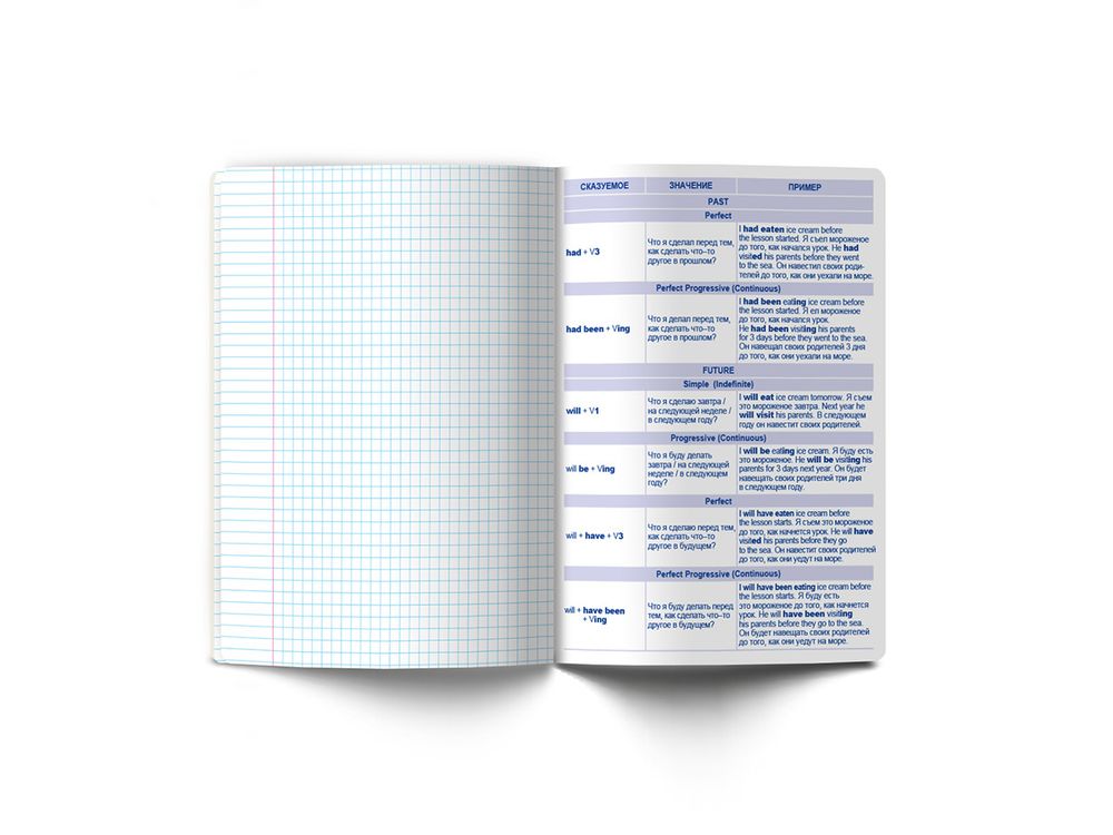 Тетрадь со справочным материалом Без фильтров, A5+ 48 л. на скобе 60 г/м², белизна 90%, 10 шт, клетка, 00840 Английский язык, Светоч 48Т1