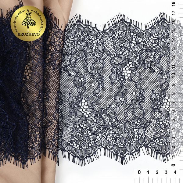 Кружево шантильи (реснички) 170 мм, TBY A88, S919 темно-синий, 3м, Kruzhevo