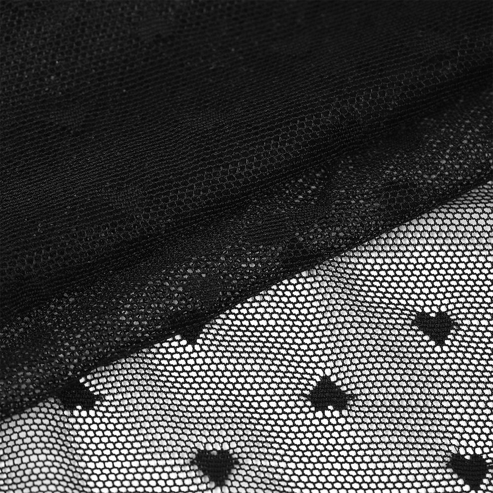 Сетка бельевая эластичная 55 г/м², шир.150 см / 1 метр, Сердечки, цв.черный /OLG015.170.1/