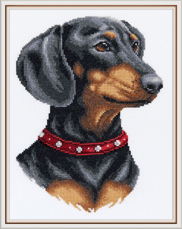 Набор для вышивания нитками Panna J-7469, Такса, 19х24.5 см