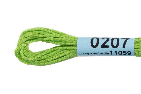 Мулине Gamma 100% хлопок, цв.0207 салатовый, 24 мотка по 8 метров