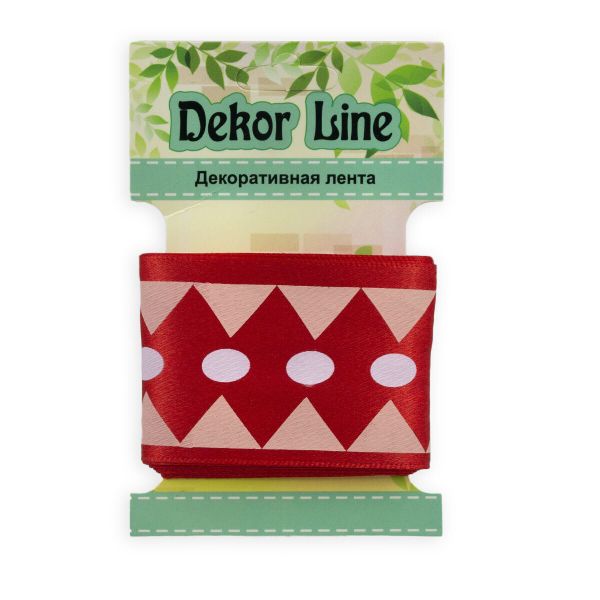 Лента атласная с рисунком Ромбы 45.0 мм / 3 метра, красный, Globus