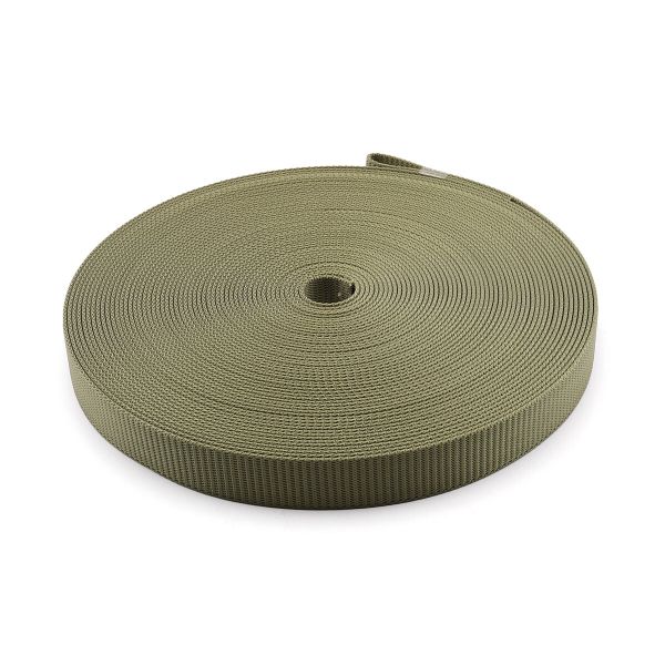 Стропа (ременная лента) 30 мм / 25 метров, толщ. 2.0 мм, [65 г/пог.м], 100% нейлон, хаки
