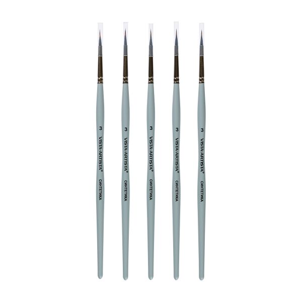 Кисть синтетика лайнер, 5 шт, короткая ручка, с резервуаром №03, Vista-Artista 90336-3