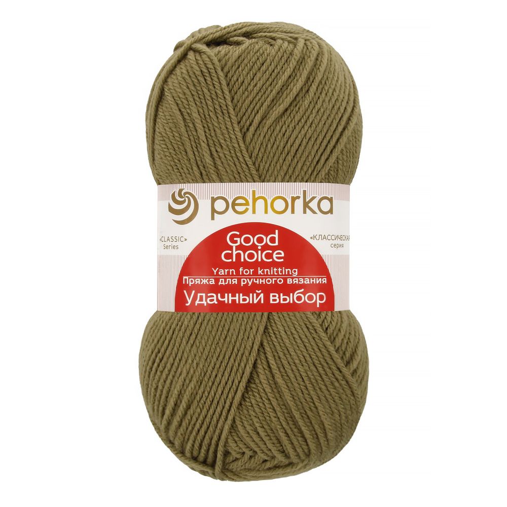 Пряжа Пехорка Удачный выбор / уп.5 мот. по 100 г, 200 м, цв.494 св.хаки