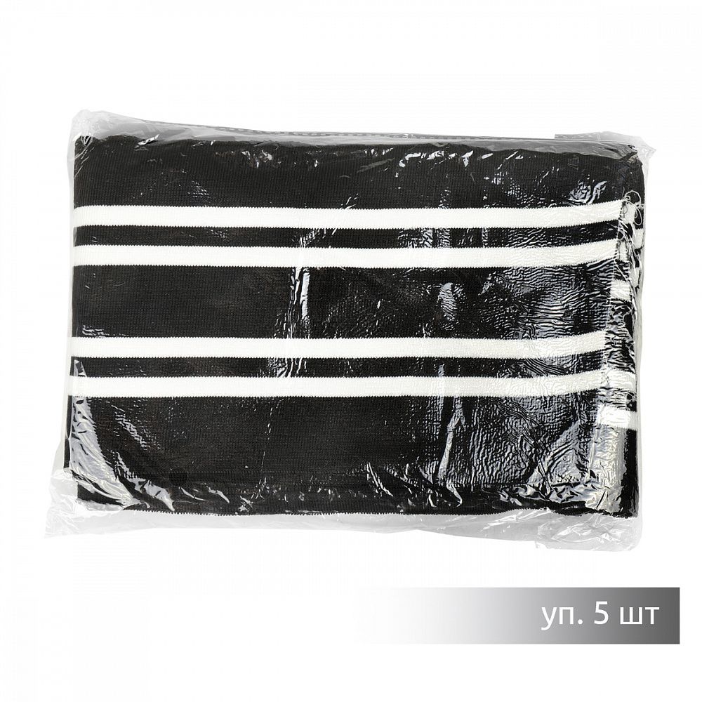 Подвяз (довяз) трикотажный 14.0х100 см, черный с белыми полосами, двухслойный, 100% п/э, 5 штук