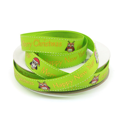 Лента репсовая (в рубчик) PREMIUM Совята, 16 мм, 22,5м (A5-059 зеленый)