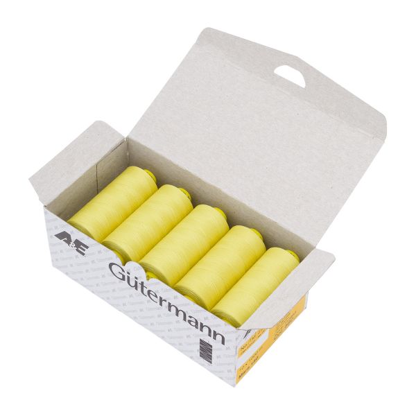 Нитка особо тонкая Gutermann Mara №150 (150/2), 1000 м, 713953, цв. 580 лимонно-желтый, 1 катушка