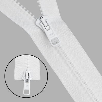 Молния трактор Arta Т6 (6 мм) 2 зам., разъем., 75 см, цв. 001 белый, уп.5 шт