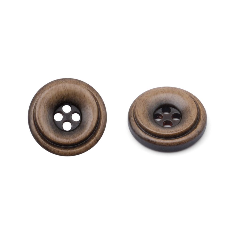 Пуговицы 4 прокола 24L=15 мм, пластик (имитация дерева), col.B темно-коричневый, 36 шт, CN2821