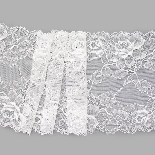 Кружево бельевое эластичное 165 мм / 10 м, цвет белый