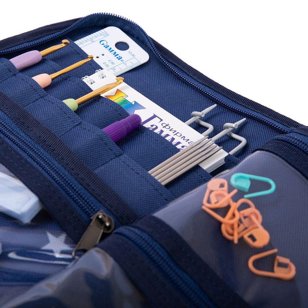 Органайзер для спиц и крючков 27.5х20.5х3 см, ткань нейлон, 04 звезды, Gamma OGN-02