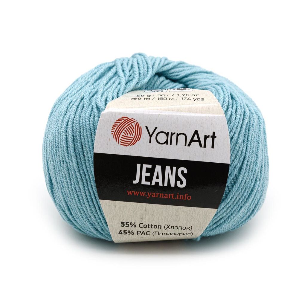 Пряжа YarnArt (ЯрнАрт) Jeans / уп.10 мот. по 50 г, 160м, 81 холодный мятный