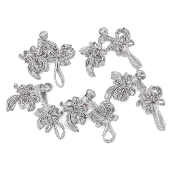 Сутажная застежка, 9 см (серебро), NO.3, 5 шт