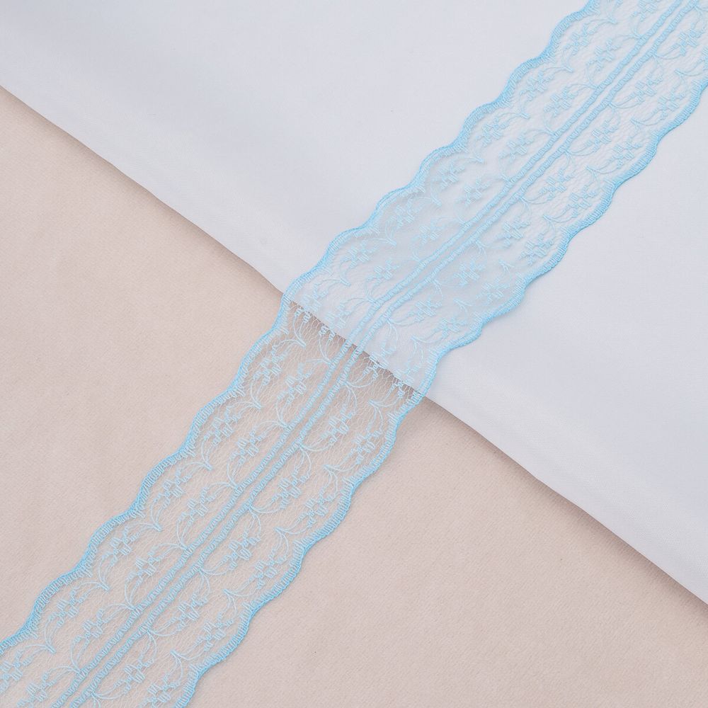 Кружево на сетке 45 мм / 9.14 метра, 04 голубой, 3AR3730