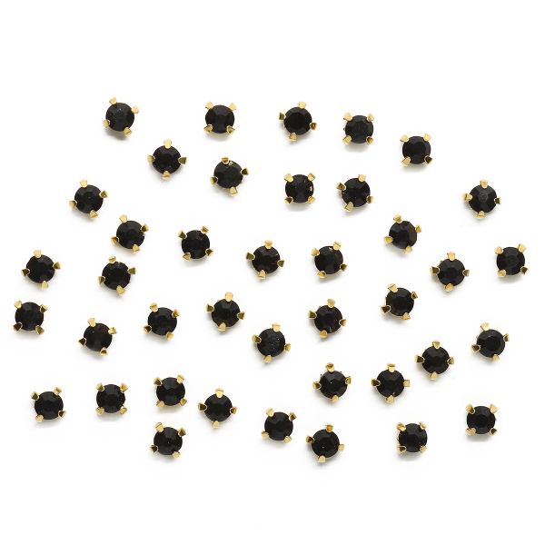 Хрустальные стразы в цапах/золото, 4мм, 50 шт/упак, Astra&Craft (38 черный), 4AR159/166