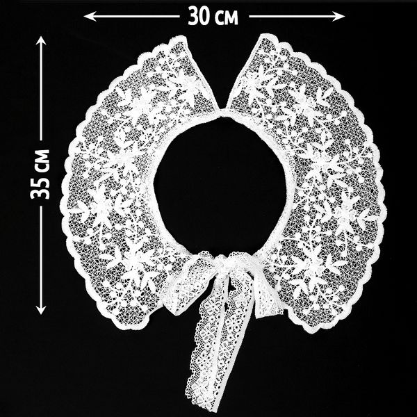 Накладной кружевной воротник 30х35 см, матовая нить Kruzhevo TBY.13/190, цв.белый уп.1шт