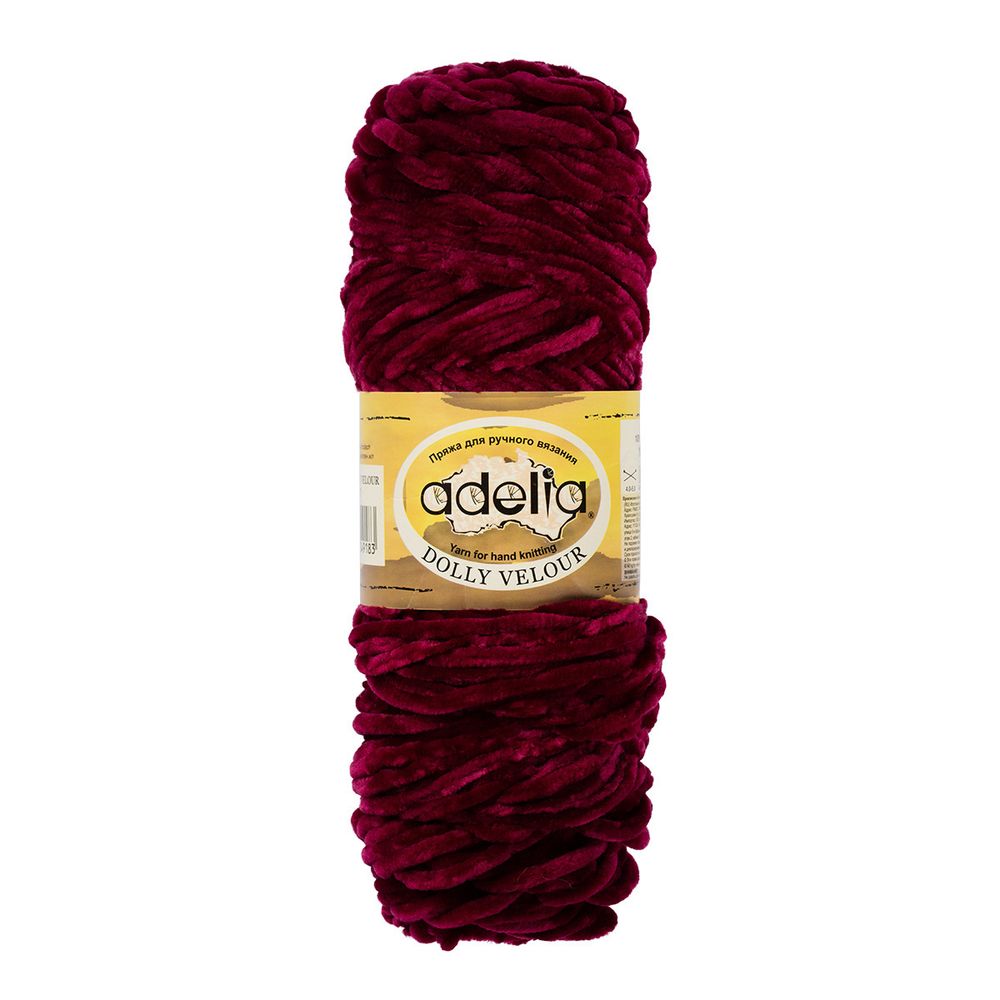 Пряжа Adelia Dolly Velour / уп.5 мот. по 100г, 93м, 17 вишневый