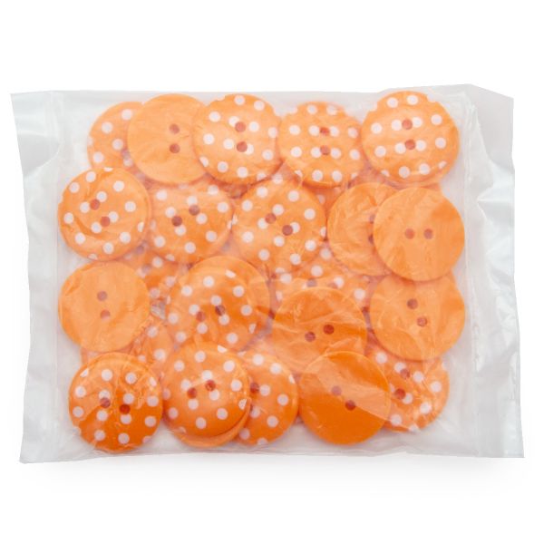 Пуговицы 2 прокола, Горошек 36L (331 оранжевый), 36 шт