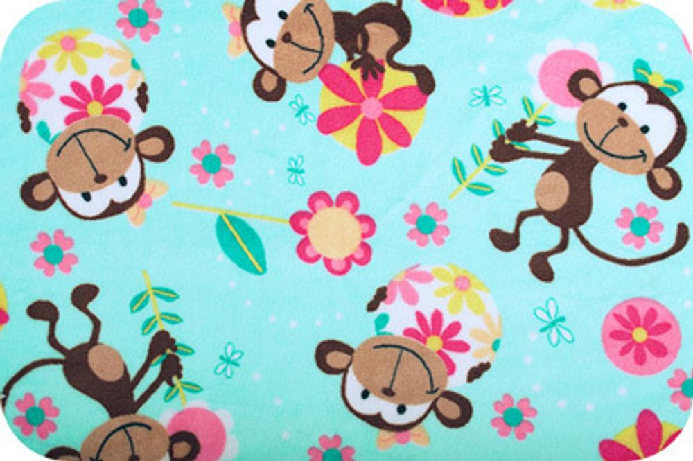 Плюш (ткань) Peppy FUNKY MONKEY Cuddle 440 г/м², 48х48 см, aqua