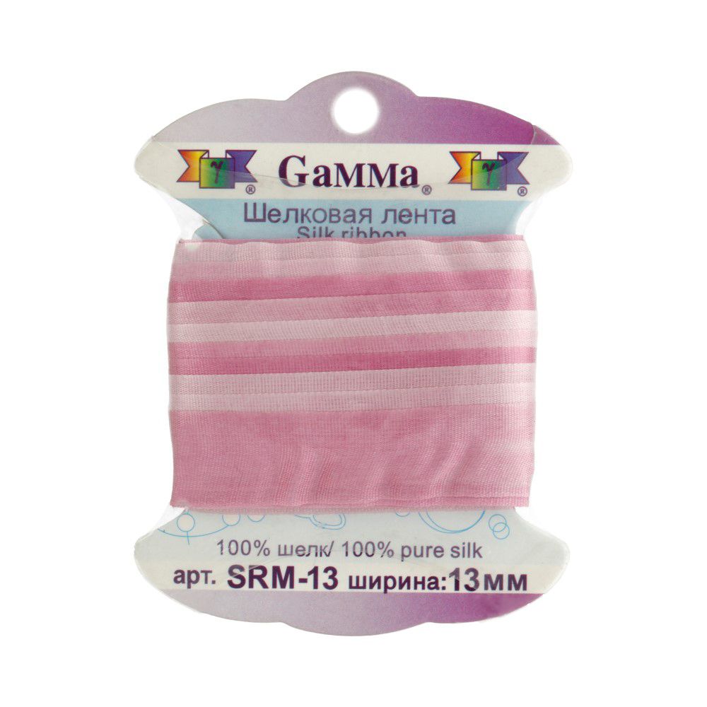 Тесьма шелковая 13 мм, 9.1 м, M037 розовый/т.розовый, Gamma SRM-13