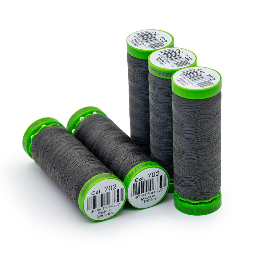 Нитки для тонких тканей Gutermann Extra Fine 150, 200м, 702 мышино-серый, 5 катушек