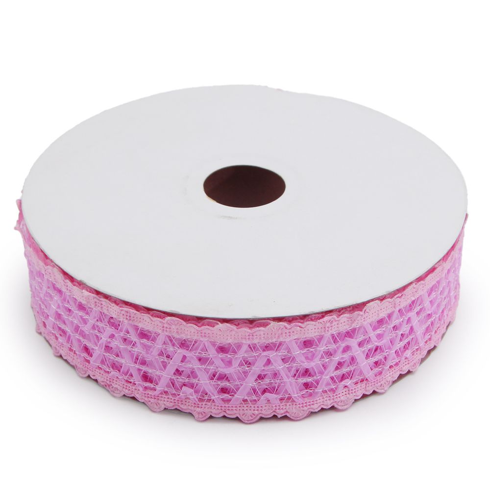 Тесьма отделочная ажурная 38 мм, 25 м, (03 розовый)