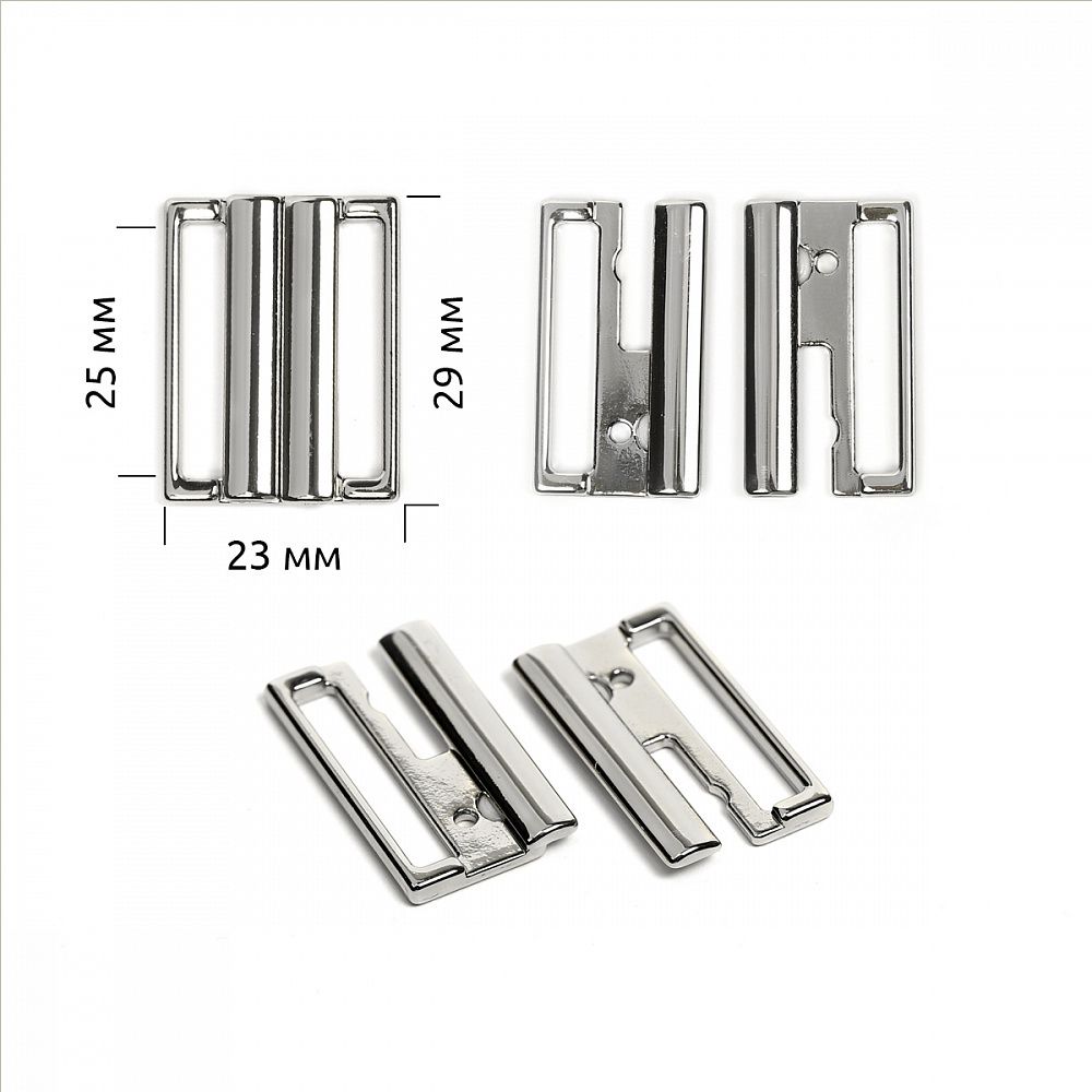 Пряжка-застежка для купальников металл 25.0 мм, 125SW цв.никель уп.10 шт