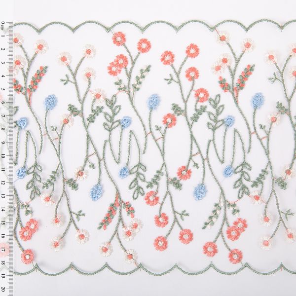 Кружево на сетке широкое 180 мм / 14 м, ±1 Турция, экрю, Gamma GCKM-180-03