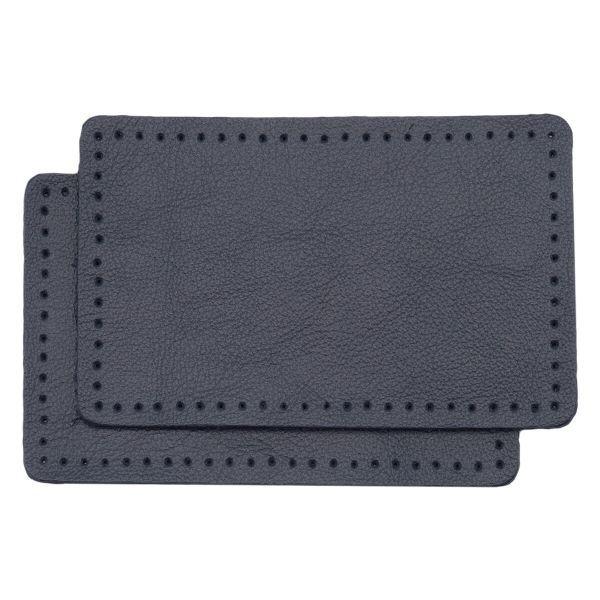 Заплатки пришивные из кожи, прямоугольник 6х9,6см с перфорацией, 2 шт, 100% кожа, 05 темно-синий, 9113