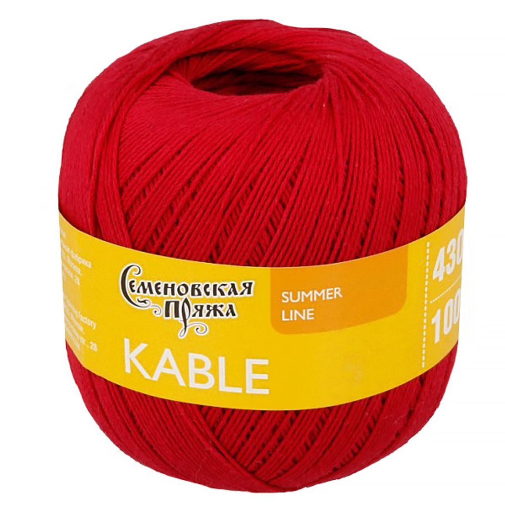Пряжа Семеновская Kable Кабле / уп.5 мот. по 100г, 430м, 30077, вишнях1
