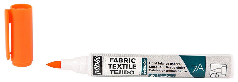 Маркер для светлых тканей 7A Light fabric 1 мм, перо круглое, 6 шт, 803403 Оранжевый, Pebeo