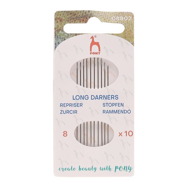 Иглы ручные длинные для штопки Long Darners №8, 10 шт, PONY, 08802