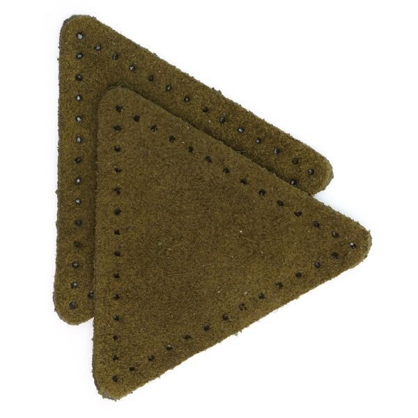 Заплатки пришивные из замши, треугольник равносторонний 6см с перфорацией, 2 шт, 100% кожа, 33 хаки, 59116