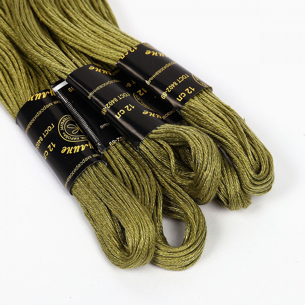 Мулине ПНК им.Кирова цв.8704 оливковый, 24 мотка по 8 метров