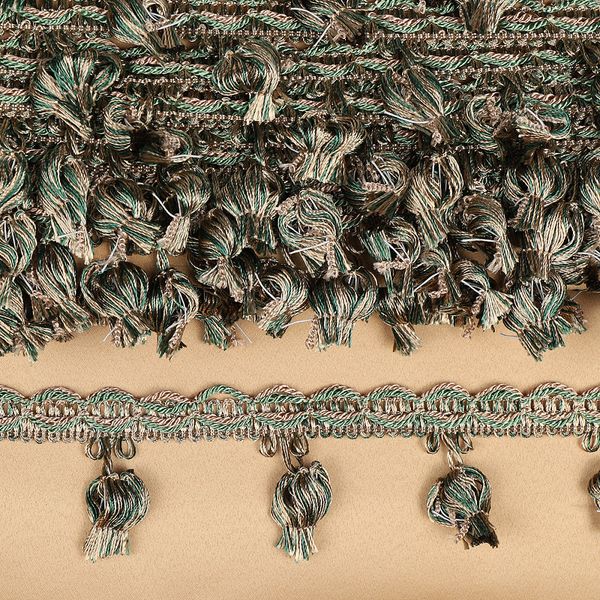 Бахрома отделочная 43.0 мм / 10 метров, цв.6456 беж+оливка