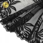 Кружево на сетке (вышитое) арт.T98 245мм цв.черный уп.7м, Kruzhevo