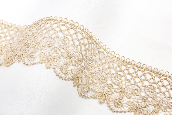 Кружево гипюр (плетёное) 88 мм / 10 м, бежевый, Gamma GGM-8801