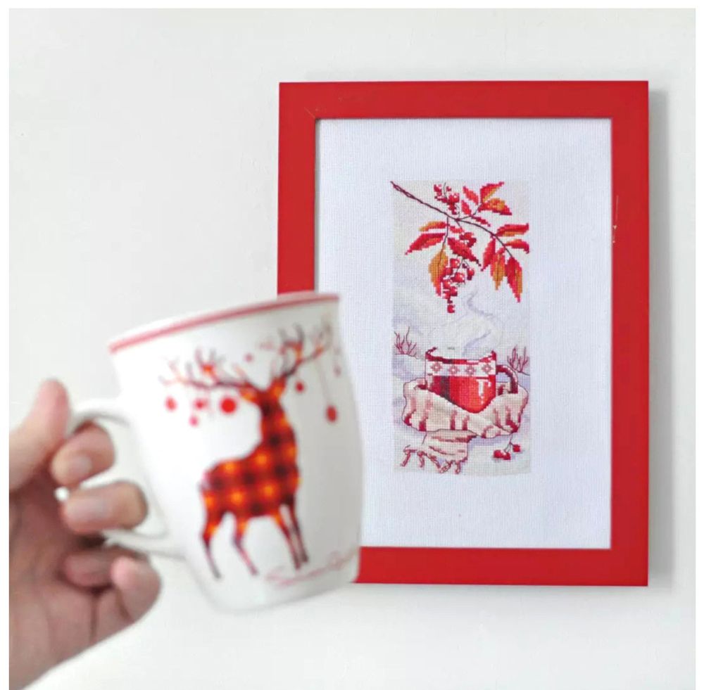 Набор для вышивания нитками Сделай своими руками, Горячий чай (хлопок), 9х19 см