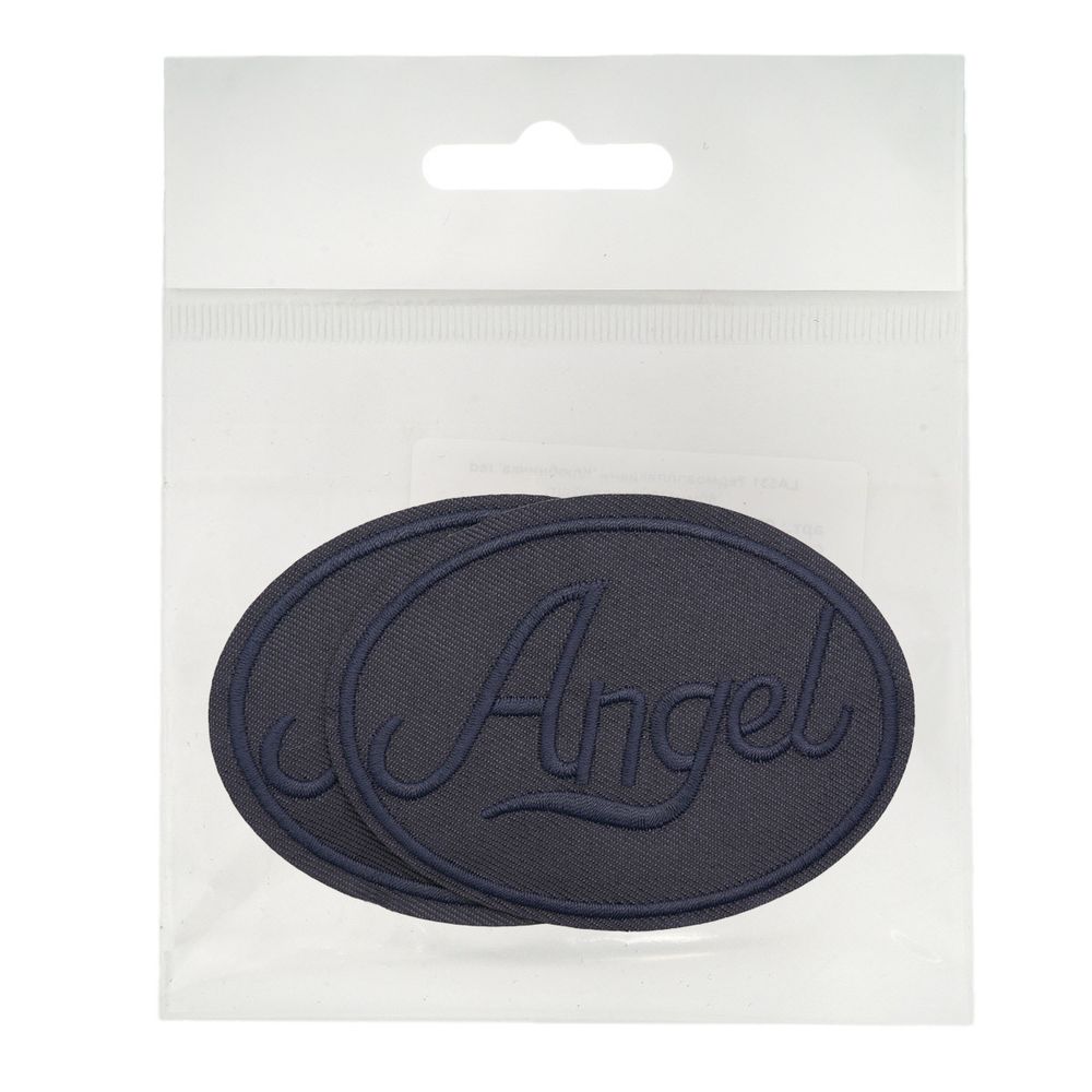 Термоаппликация круг ANGEL black 93х67мм (Blue2 (синий2)), 2 шт, LA559