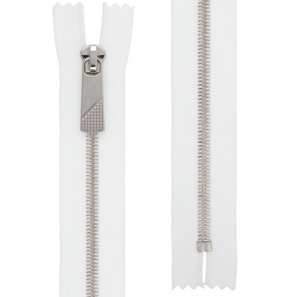 Молния металл Т5 (5 мм) 1 зам., н/раз., 20 см, декор, серебро, белый, KAP-5 Gamma, 5 шт