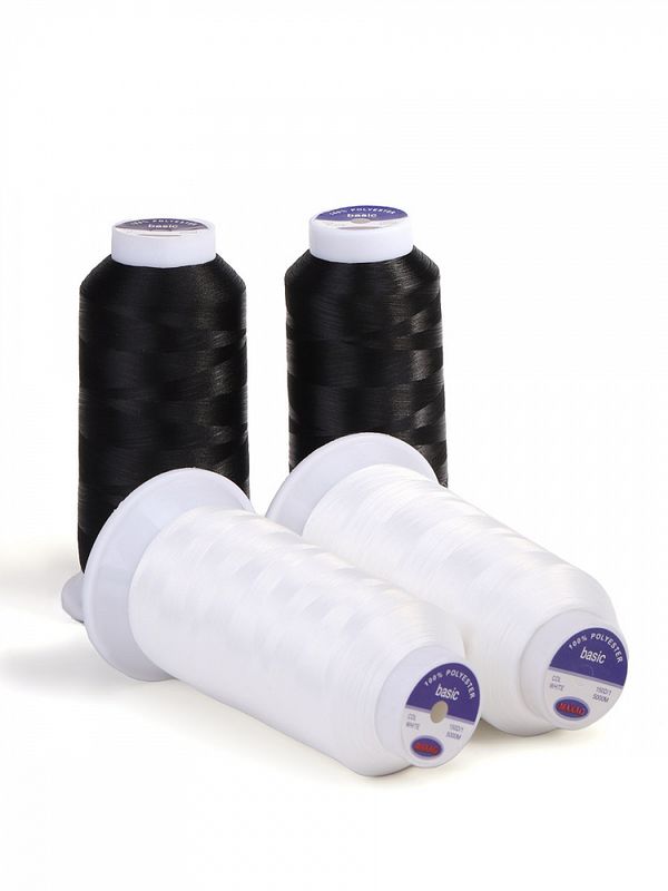 Нитки швейные текстурированные Max, 150D/1, 5000 м, 90г, белый/черный, 4 катушки