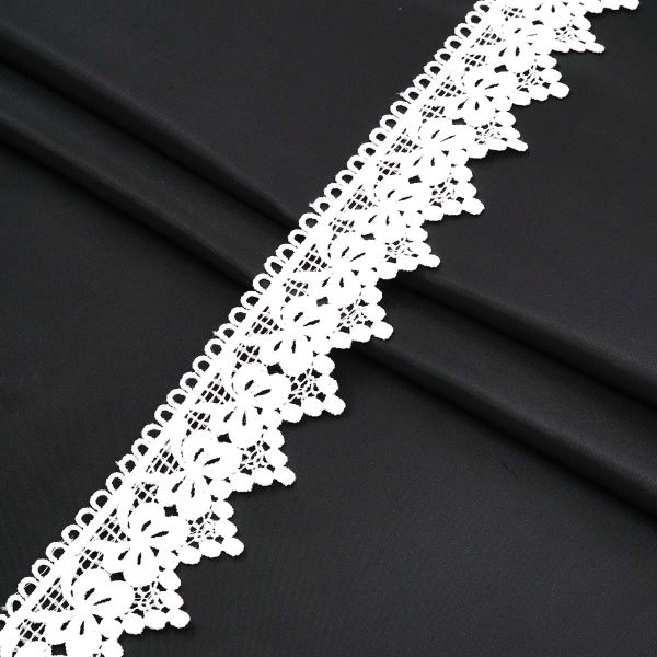 Кружево гипюр (плетёное) 50 мм / 13.72 метра, белый, XF193